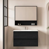 HERA MDF Wall Hung Vanity Cabinet Black Oak (All Sizes)