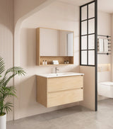 HERA MDF Wall Hung Vanity Cabinet Tas Oak (All Sizes)