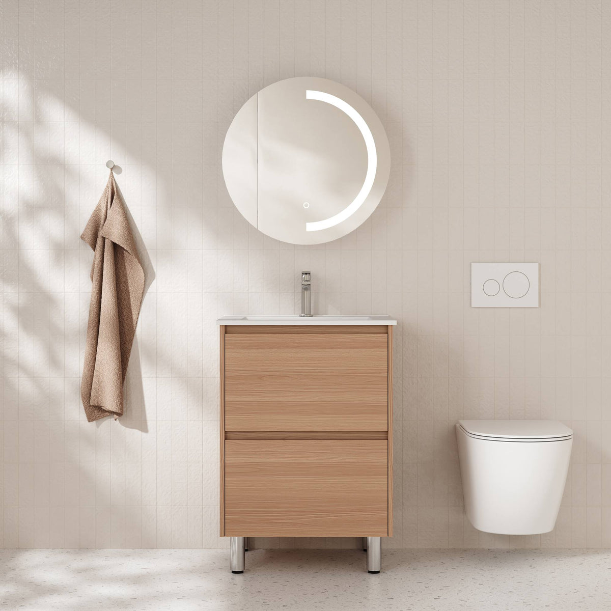 HERA Floor Standing Vanity Cabinet Elegant Oak 