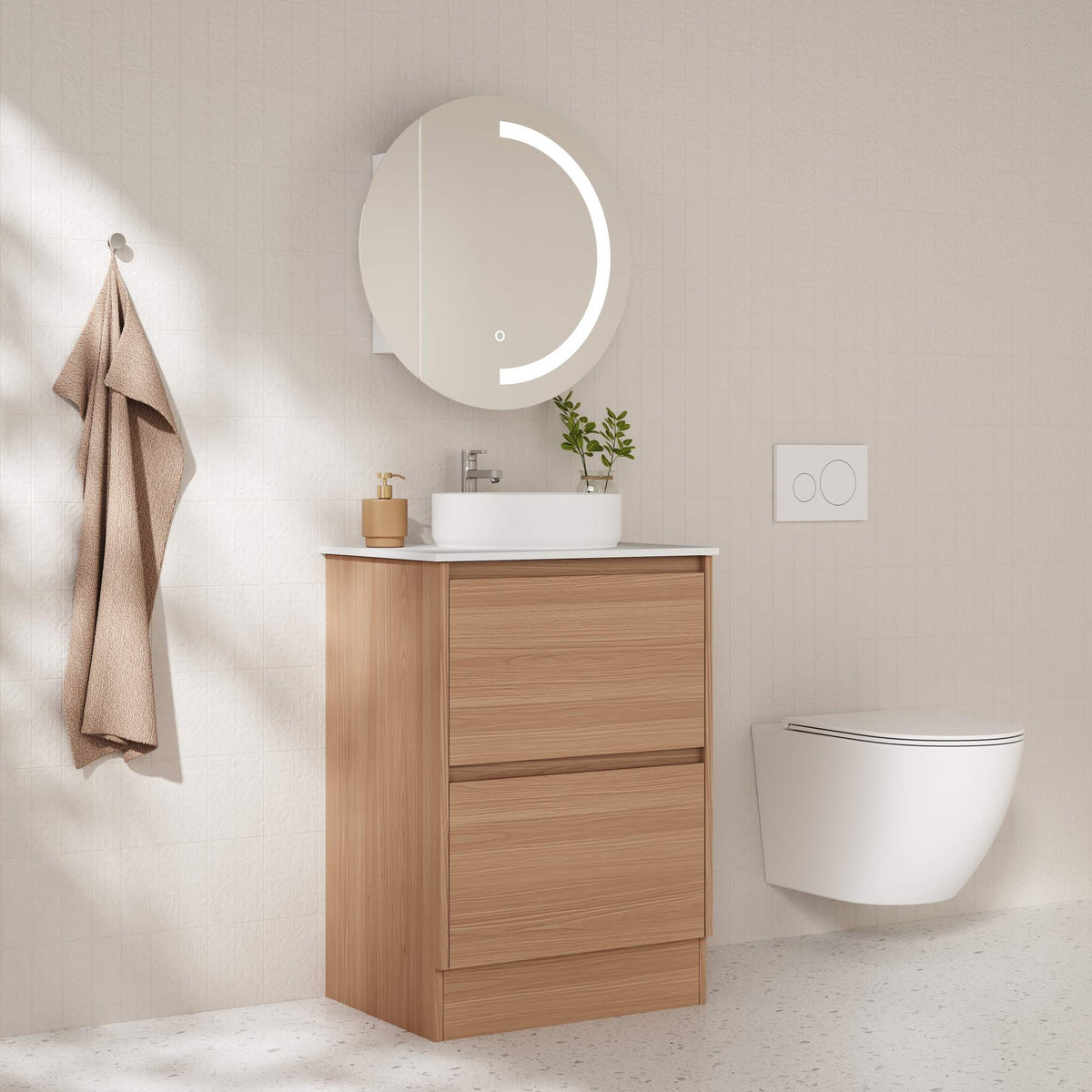 HERA Floor Standing Vanity Cabinet Elegant Oak 