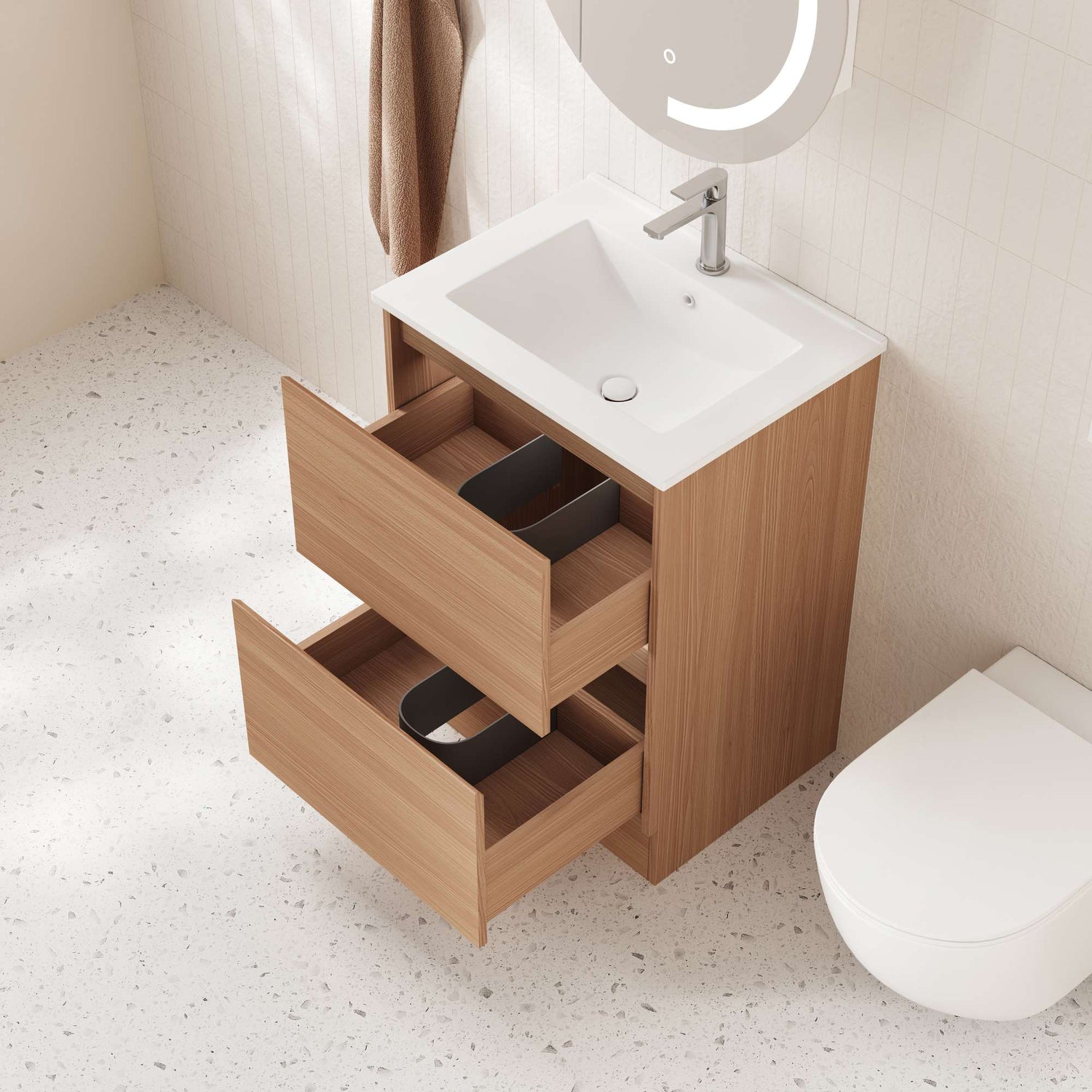 HERA Floor Standing Vanity Cabinet Elegant Oak 