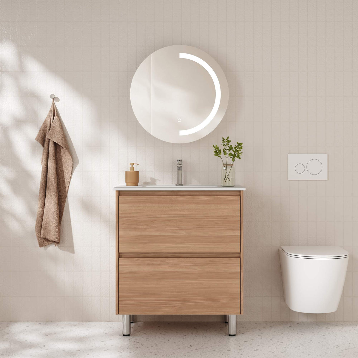 HERA Floor Standing Vanity Cabinet Elegant Oak 