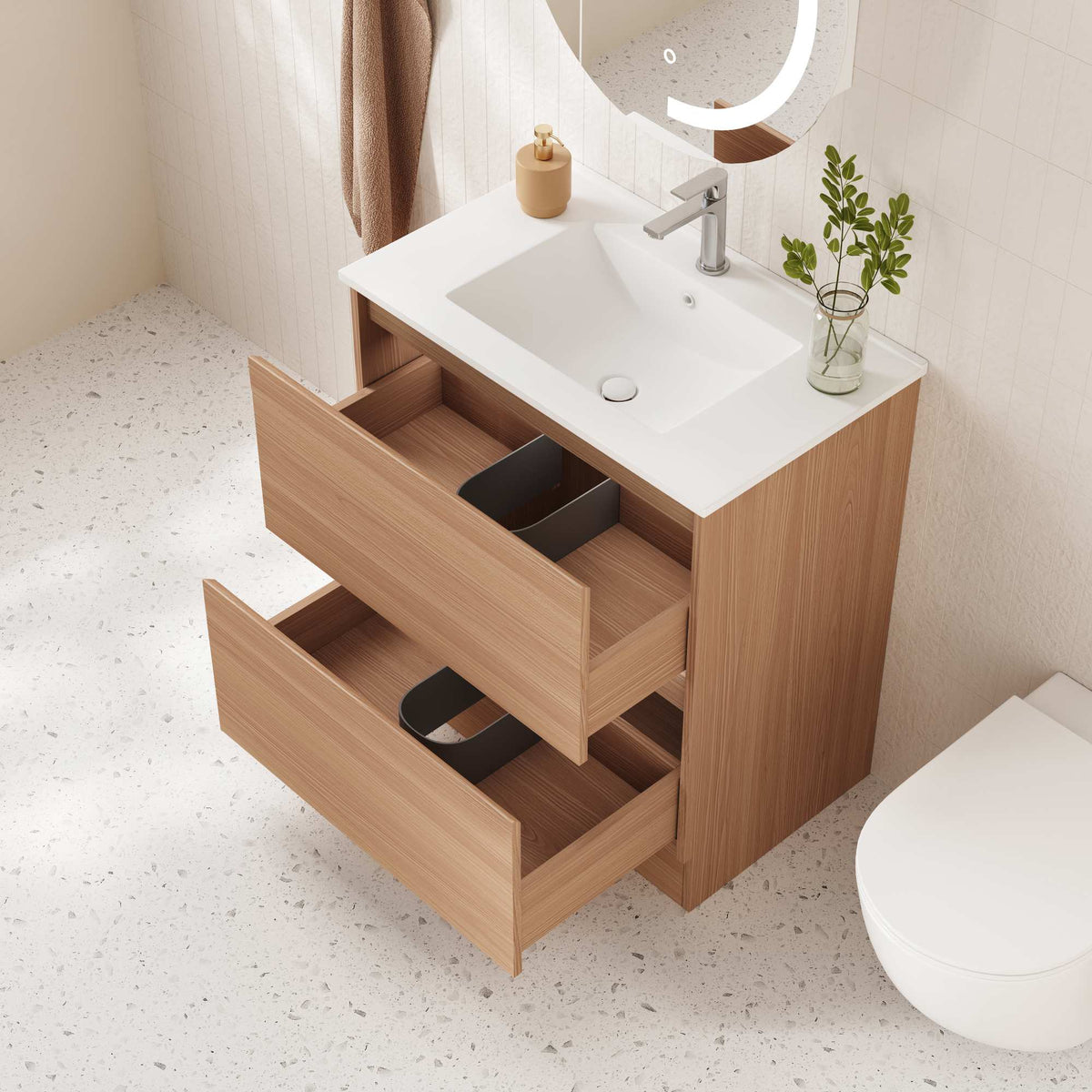 HERA Floor Standing Vanity Cabinet Elegant Oak 