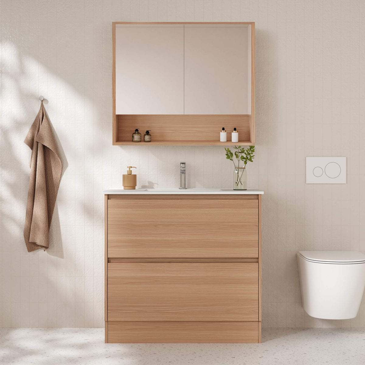 HERA Floor Standing Vanity Cabinet Elegant Oak