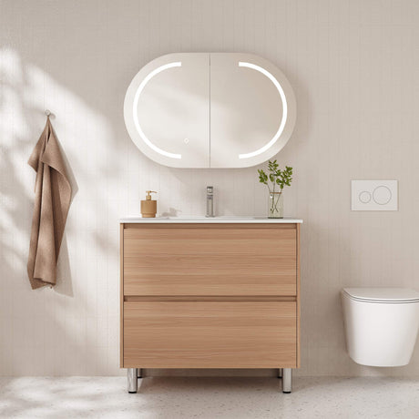 HERA Floor Standing Vanity Cabinet Elegant Oak