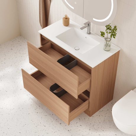 HERA Floor Standing Vanity Cabinet Elegant Oak