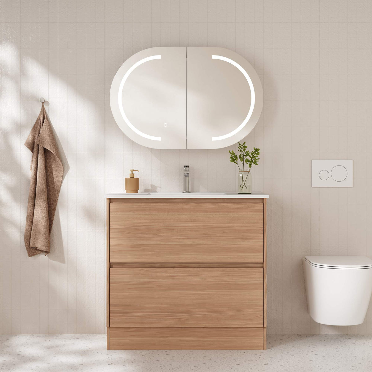 HERA Floor Standing Vanity Cabinet Elegant Oak