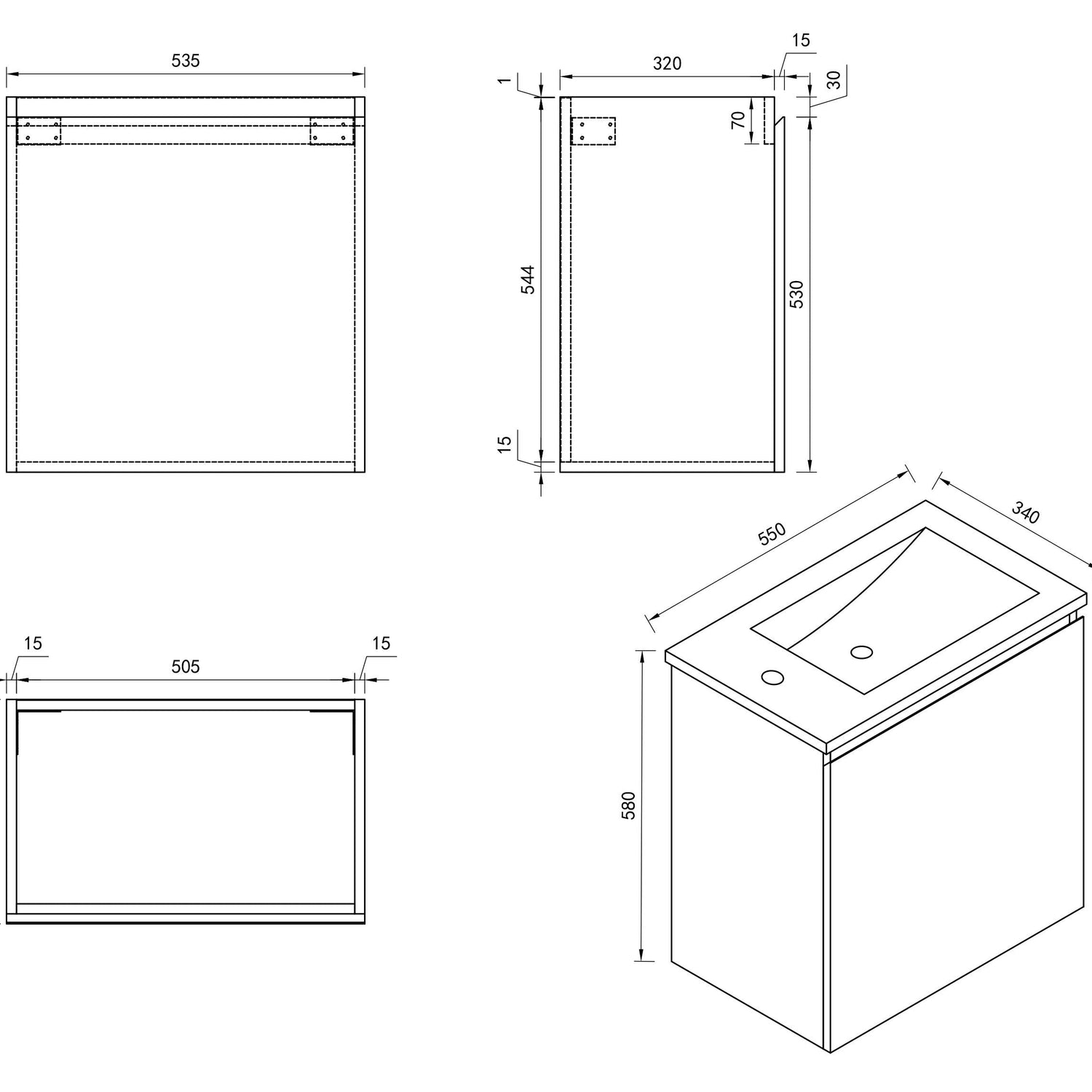 HERA MDF SLIM Wall Hung Vanity Cabinet 