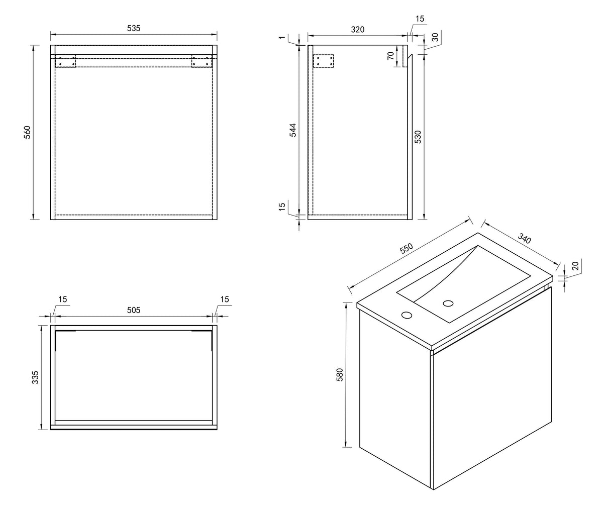 HERA MDF SLIM Wall Hung Vanity Cabinet 