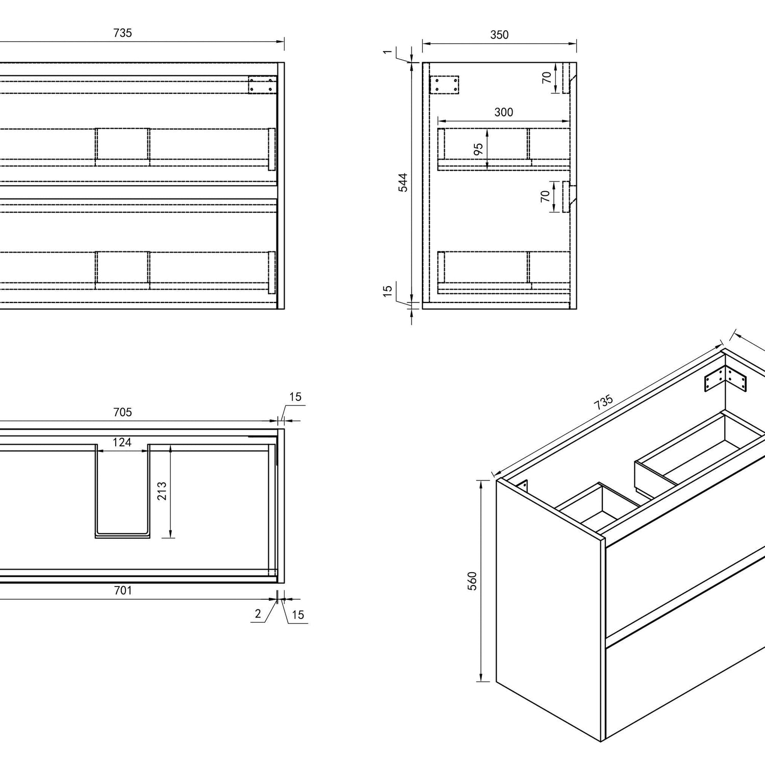 HERA MDF SLIM Wall Hung Vanity Cabinet 