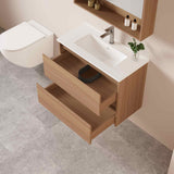 HERA MDF SLIM Wall Hung Vanity Cabinet Elegant Oak 