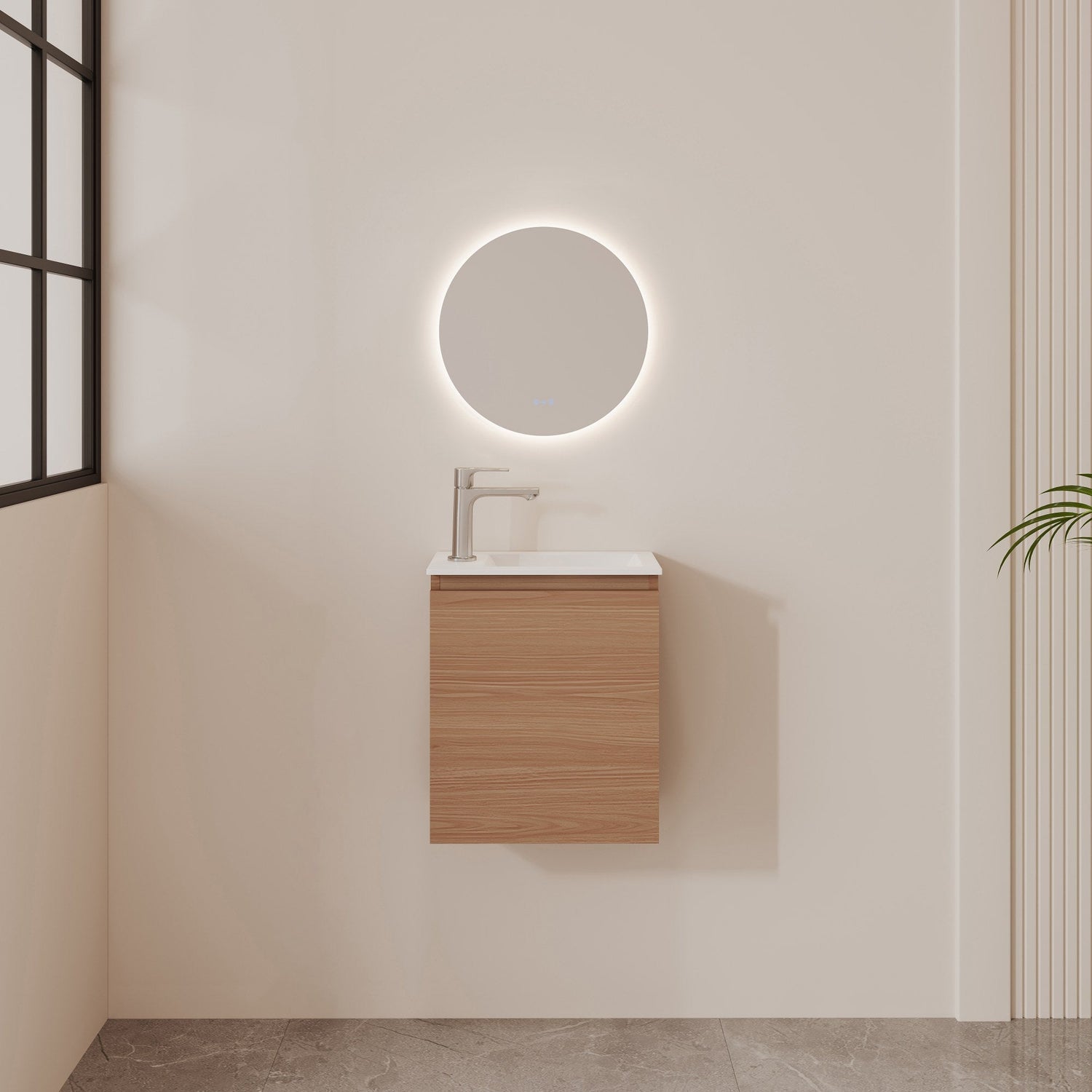 HERA MDF SLIM Wall Hung Vanity Cabinet Elegant Oak 