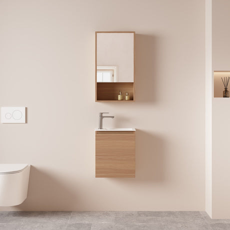 HERA MDF SLIM Wall Hung Vanity Cabinet Elegant Oak 