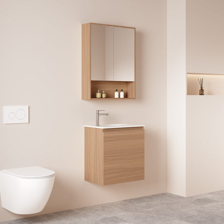 HERA MDF SLIM Wall Hung Vanity Cabinet Elegant Oak 