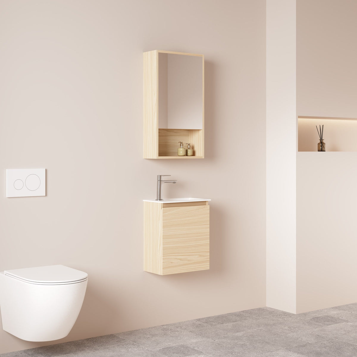 HERA MDF SLIM Wall Hung Vanity Cabinet Tas Oak