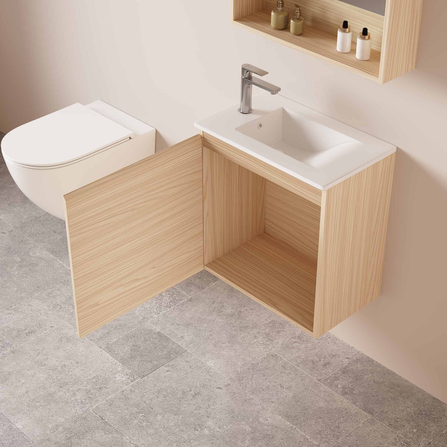 HERA MDF SLIM Wall Hung Vanity Cabinet Tas Oak