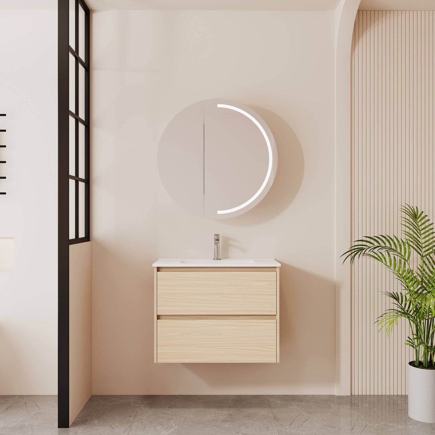 HERA MDF SLIM Wall Hung Vanity Cabinet Tas Oak