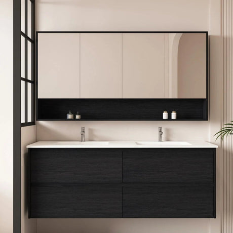 HERA MDF Wall Hung Vanity Cabinet Black Oak (All Sizes)