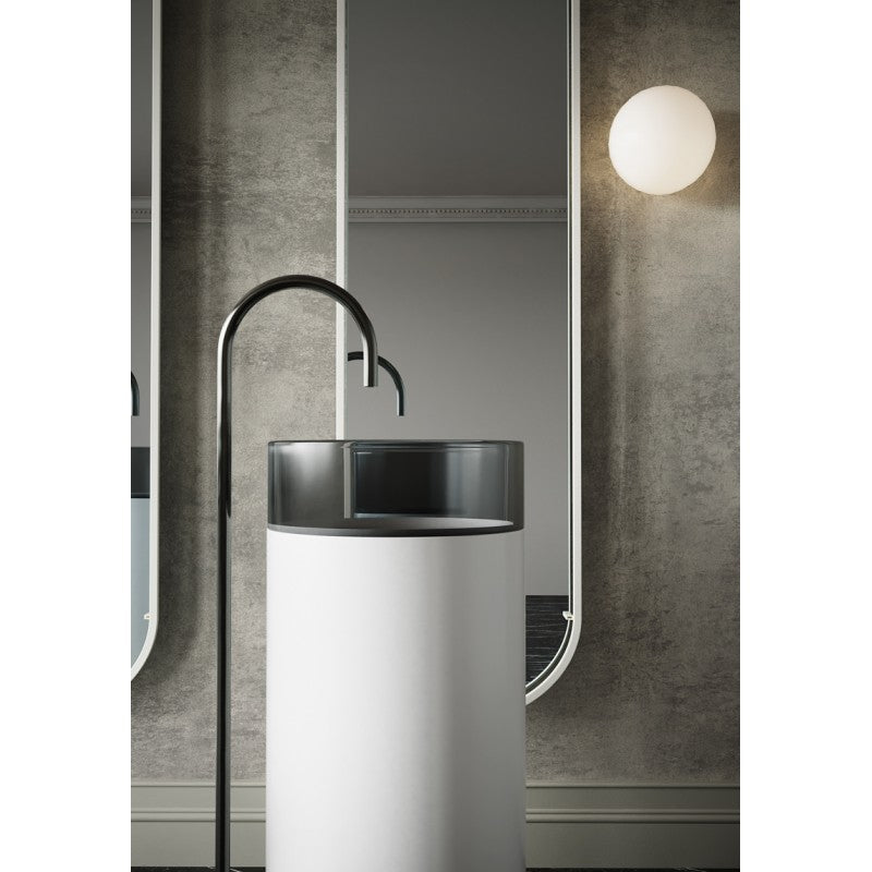 Hilton Solid Surface Free Standing Basin (Black & Matte White) - Clearance