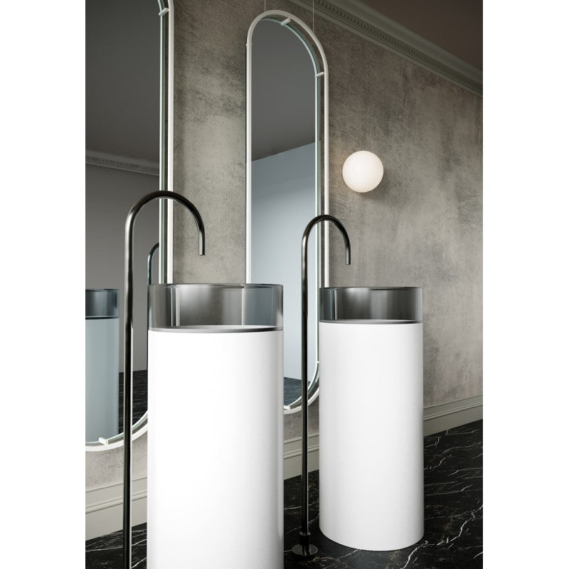 Hilton Solid Surface Free Standing Basin (Black & Matte White) - Clearance