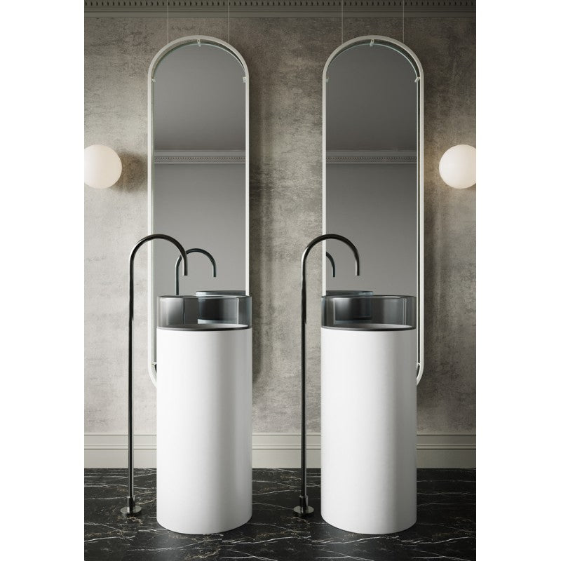 Hilton Solid Surface Free Standing Basin (Black & Matte White) - Clearance