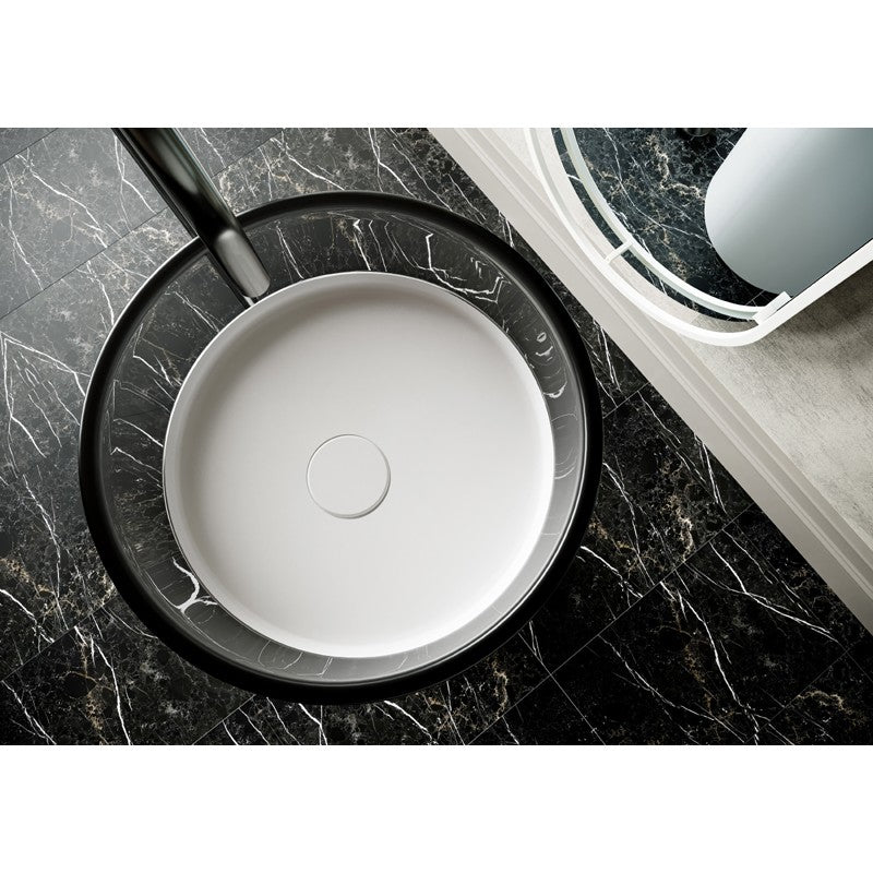 Hilton Solid Surface Free Standing Basin (Black & Matte White) - Clearance