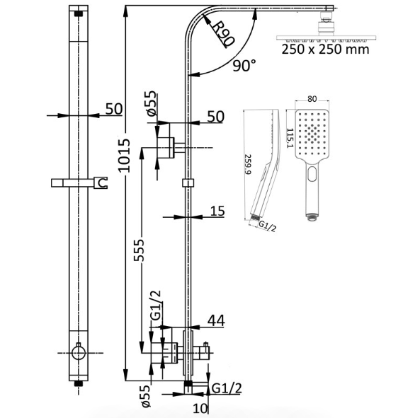 Seto Multifunction shower set (Chrome)