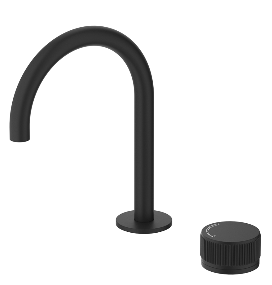 Mica Fluted Gooseneck Hob Basin Mixer Set