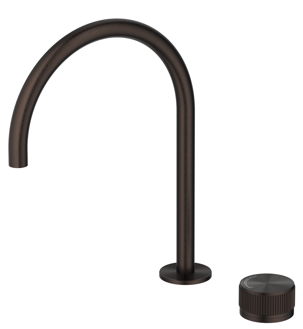 Mica fluted gooseneck hob sink/basin mixer set