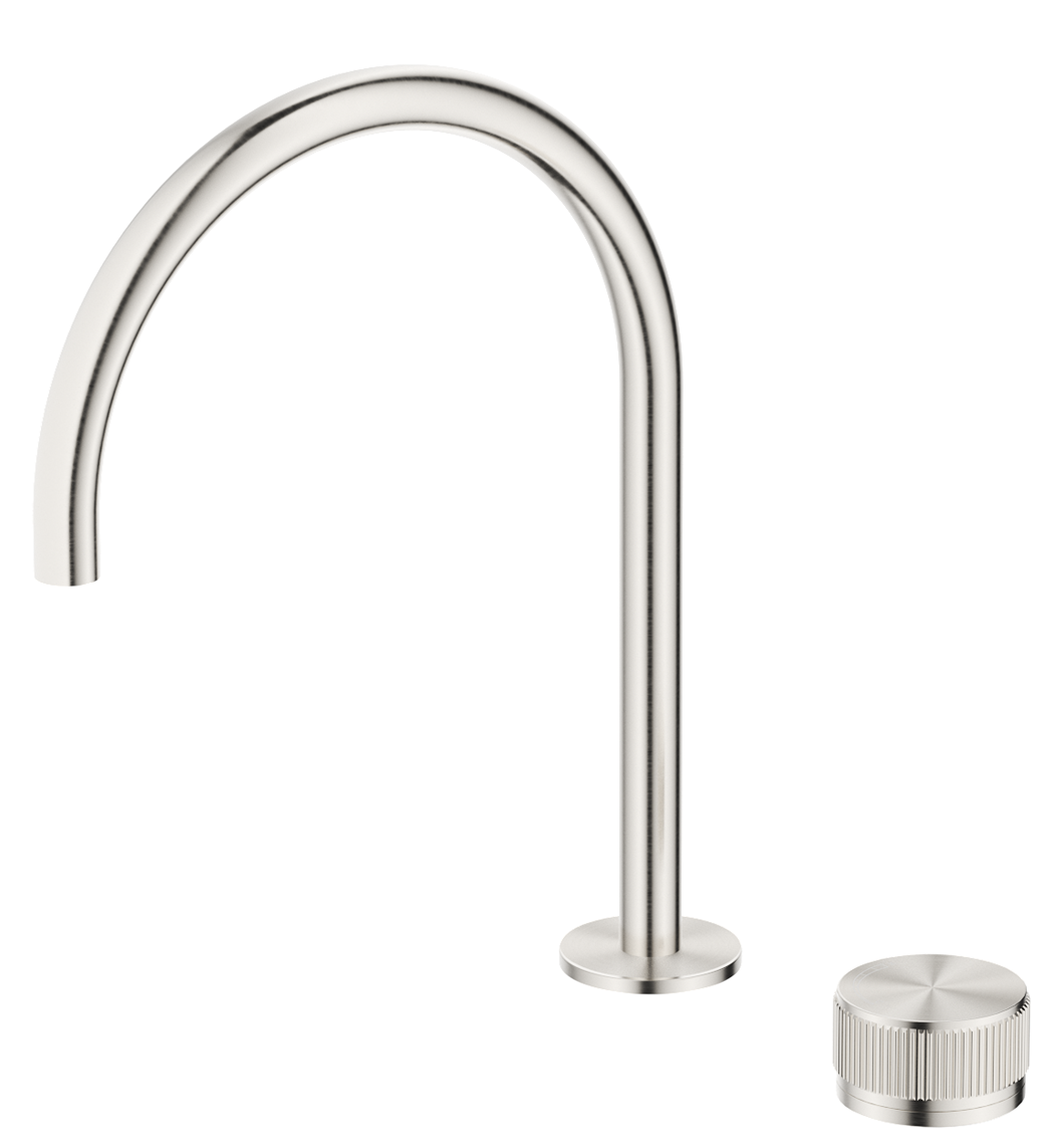 Mica fluted gooseneck hob sink/basin mixer set
