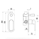 Kara Wall Mixer with Diverter - Technical Drawing