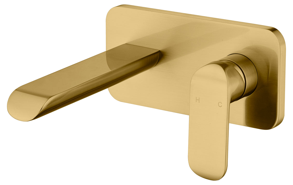 Kara Wall Basin Mixer - Brushed Gold