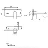 Kara Wall Basin Mixer - Technical Drawing
