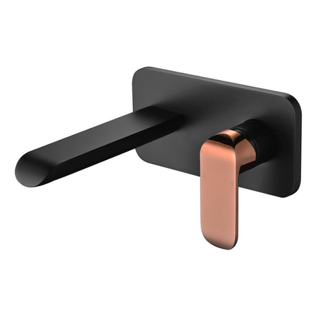 Kara Wall Basin Mixer - Black & Rose Gold