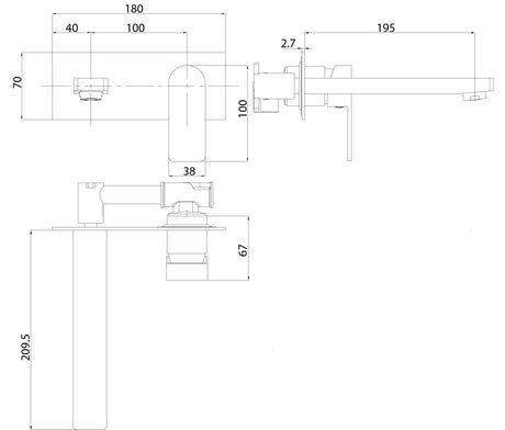 Flores Wall Basin Mixer - Brushed Nickel