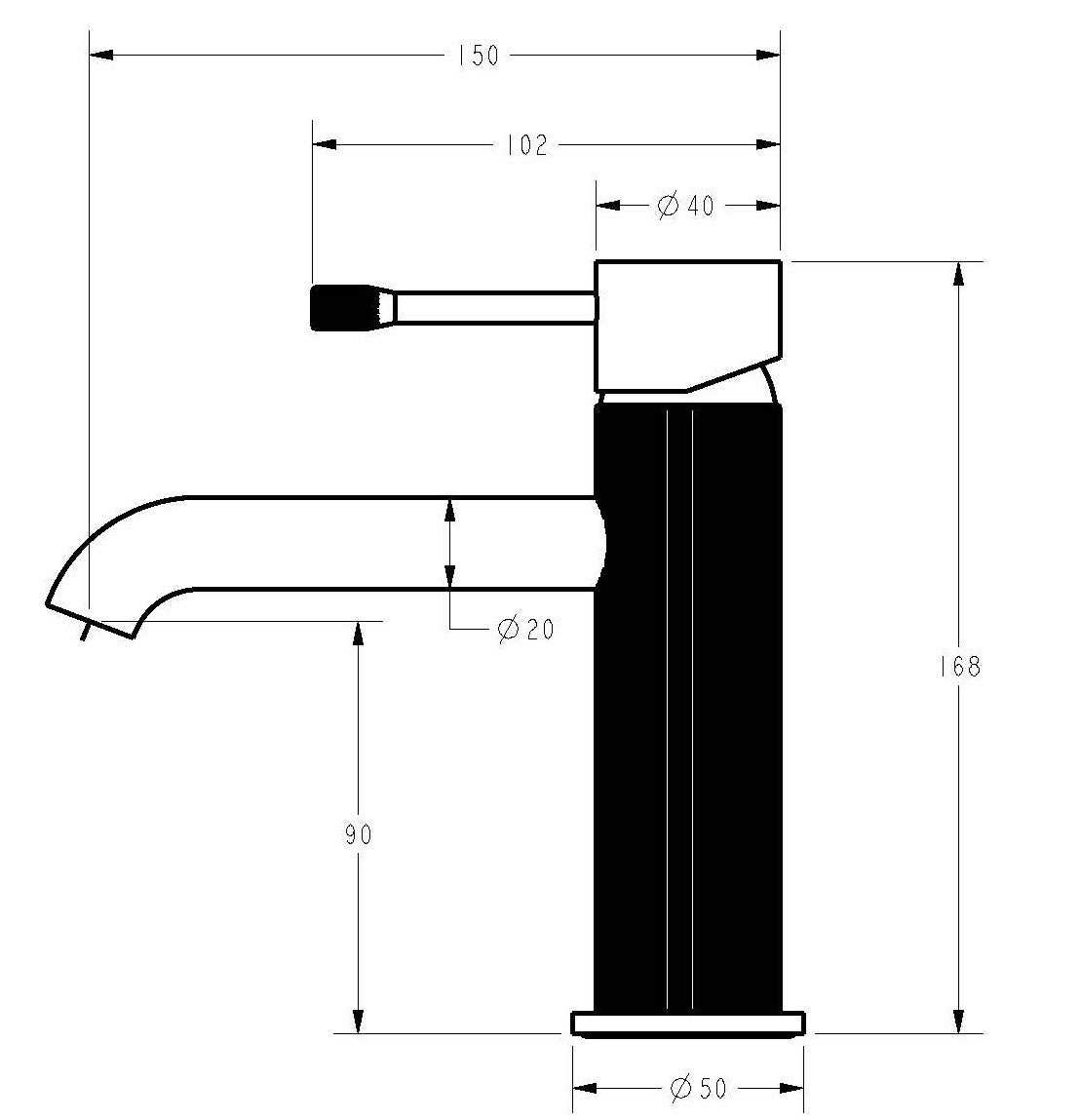 Linie Basin Mixer - Technical Drawing
