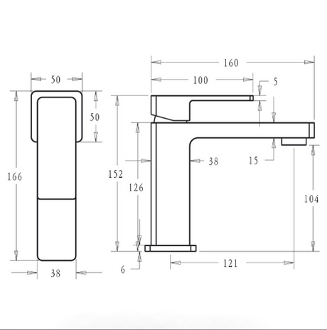 Ceram Basin Mixer - Technical Drawing