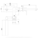 Ceram Wall Basin Mixer - Technical Drawing