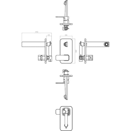 Seto Wall Basin Mixer - Chrome