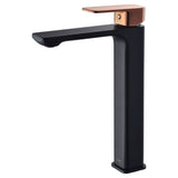 Seto High Rise Basin Mixer (Black&Rose Gold)
