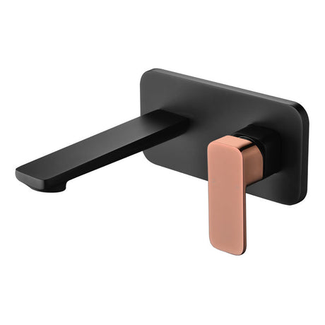 Seto Wall Basin Mixer - Black & Rose Gold