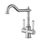 Clasico Twin Handle Sink mixer Ceramic Handle - Brushed Nickel
