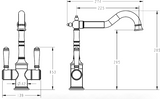Clasico Twin Handle Sink mixer Ceramic Handle - Technical Drawing