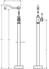 Clasico Free Standing Bath Mixer - Ceramic Handle - Technical Drawing