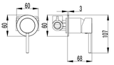 Hali Wall Mixer 60mm Cover Plate - Brushed Gun Metal Technical Drawing