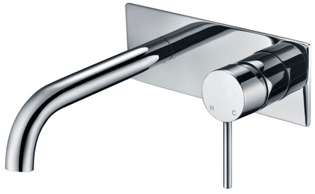 Hali Wall Basin Mixer Curved Spout - Chrome