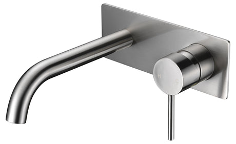 Hali Wall Basin Mixer Curved Spout - Brushed Nickel