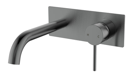 Hali Wall Basin Mixer Curved Spout - Brushed Gun Metal