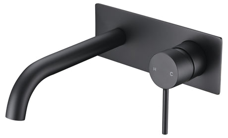 Hali Wall Basin Mixer Curved Spout - Matte Black