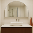 Half moon shaving cabinet